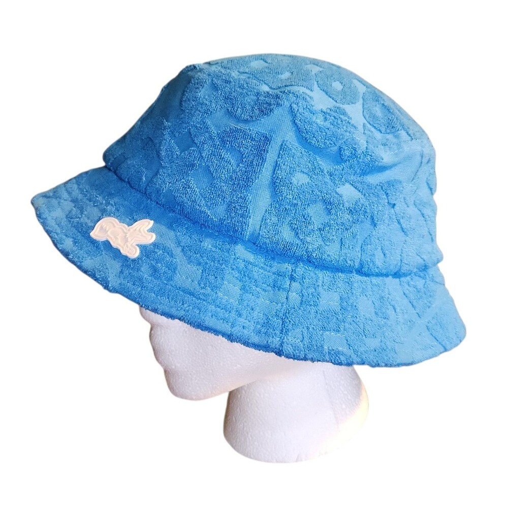Akoo Bucket Hat Blue Textured Terry Cloth Fox Logo Mens Size S/M Streetwear